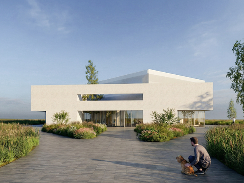  现代小型公建游客中心效果图 