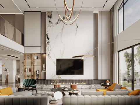  现代别墅大厅 复式客厅装修效果图 