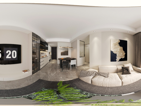  现代住宅全景图效果图 