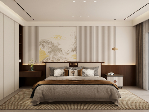  宋式美学卧室效果图 