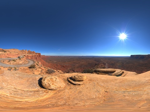  黄土高原戈壁滩天空全景 