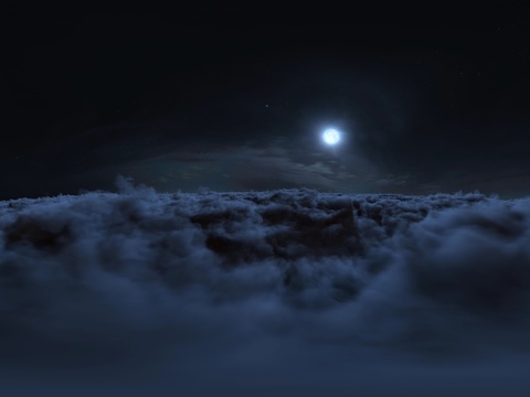 晚上 云层 月亮太空HDR