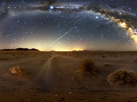  沙漠 荒漠 星空 天空HDR 