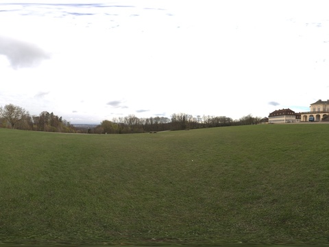  户外天空草地树木小镇HDR 