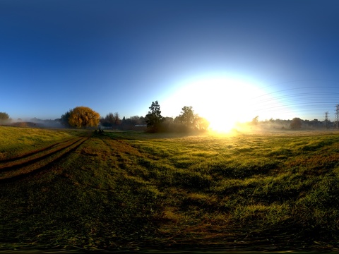 户外乡村草地天空夕阳 