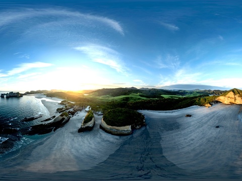 户外大海海边蓝天白云HDR