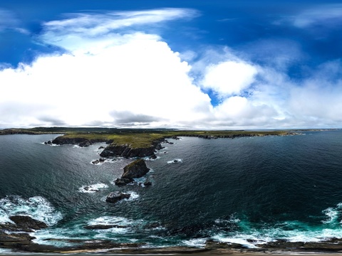 大海蓝天白云天空悬崖HDR