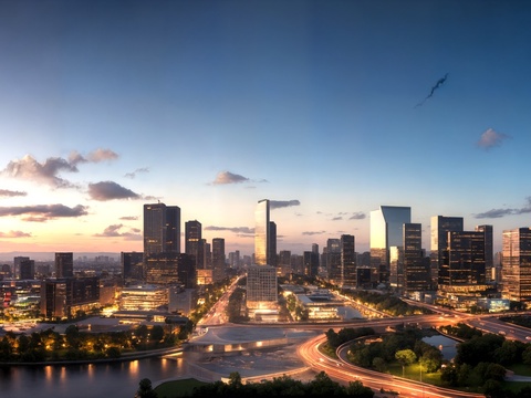 户外城市_城市夜景_夜景天空_户外天空_夜景