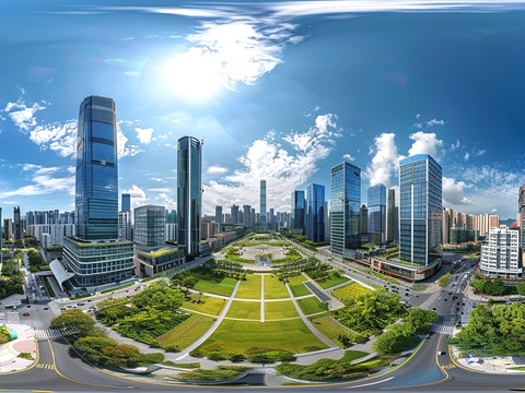 现代城市全景_生态绿化