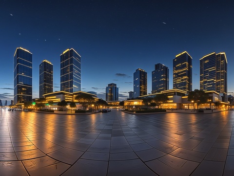 城市商业街夜景_城市商业街街景_城市商业街_商场购物中心街景