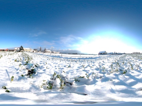 户外冬季雪地村庄HDR