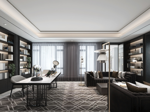  吴滨设计 现代书房3d模型 