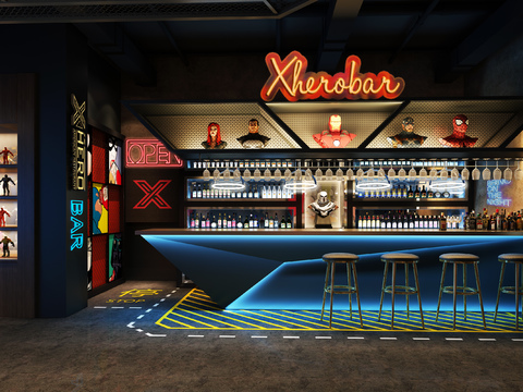  工业风钢铁侠主题酒吧3d模型 