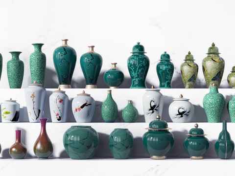  新中式轻奢陶瓷器皿3d模型 