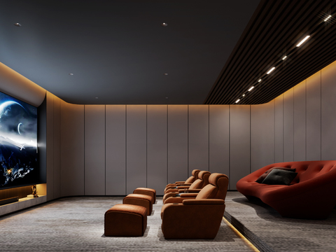  影音室 视听室 家庭影院3d模型 