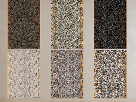  鹅卵石 碎石 石子 水洗石 石头汀步3d模型 