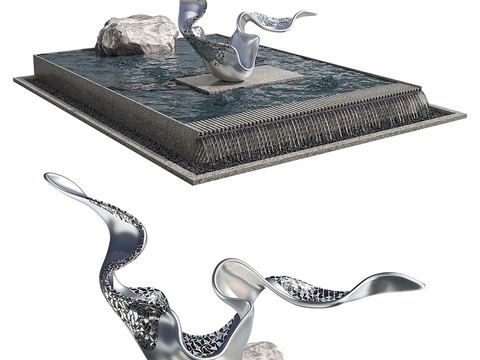  喷泉 水池 流水小品3d模型 