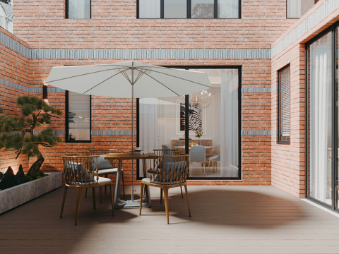  现代庭院 花园3d模型 