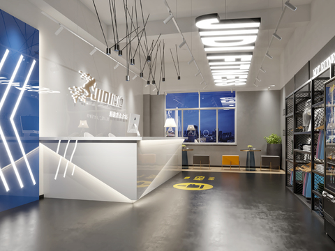  现代游泳馆前台3d模型 