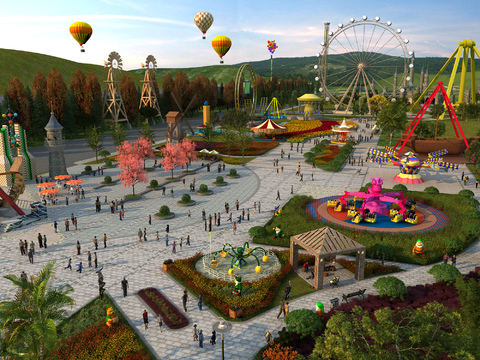  现代儿童游乐场3d模型 