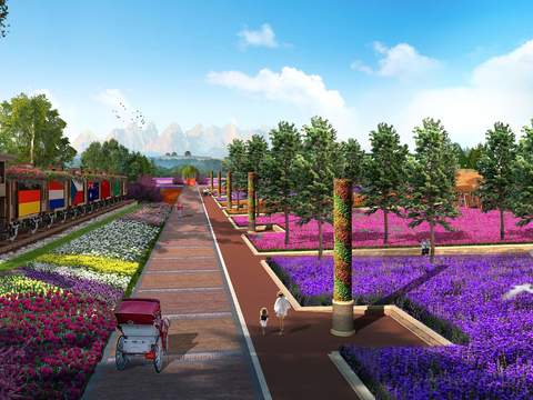  现代花卉花海公园园林景观psd 