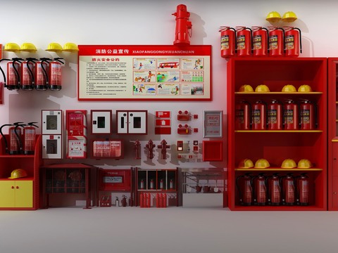  消防设施 消防栓 安全指示灯3d模型 