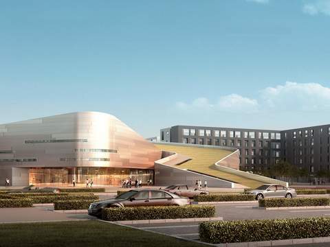  现代商业展览馆博物馆建筑外观psd 