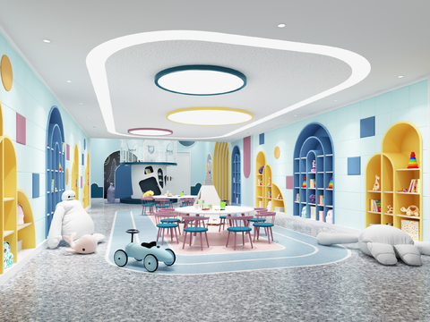  现代幼儿园玩耍区活动区3d模型 