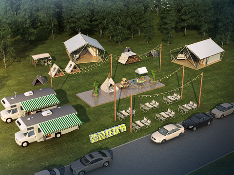  露营基地3d模型 