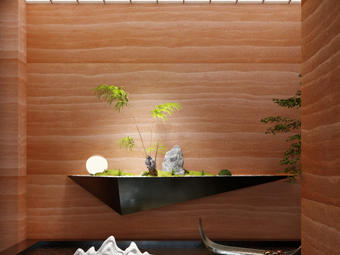  室内造景 植物小品 采光井3d模型 