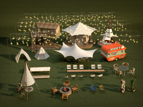  户外露营 天幕帐篷3d模型 