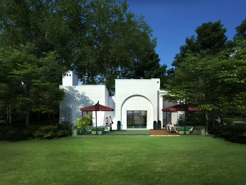  现代草原商业街建筑外观psd 