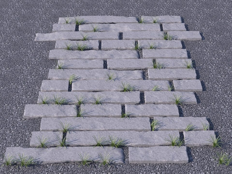  嵌草铺地 汀步 青石板3d模型 