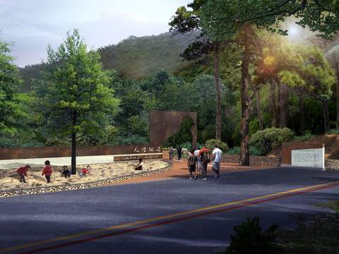  现代道路桥梁儿童沙池psd 