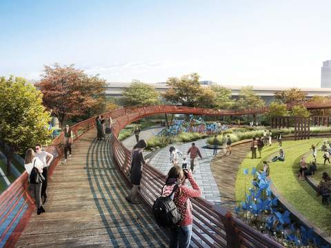  现代小区园林景观psd 