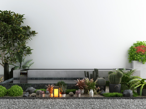  现代庭院水景小品3d模型 