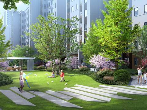  小区景观psd 