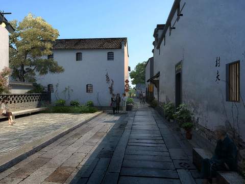  新中式农村道路桥梁psd 