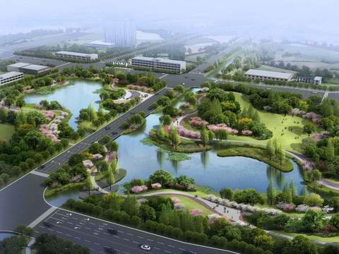  现代公园景观psd 