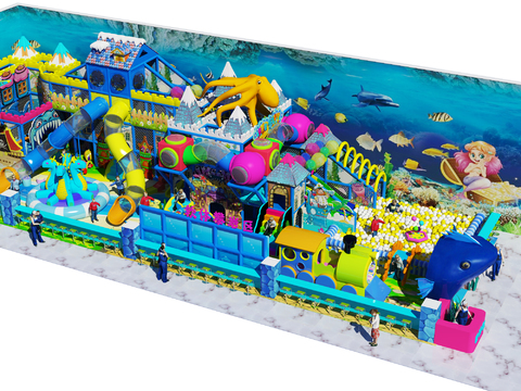  现代海洋主题淘气堡儿童乐园3d模型 