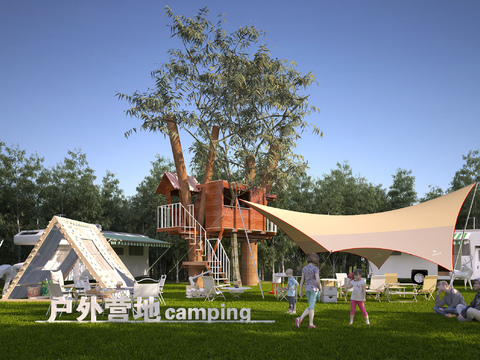  露营帐篷游乐设备3d模型 