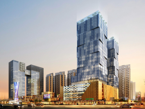  现代商业楼建筑外观psd 