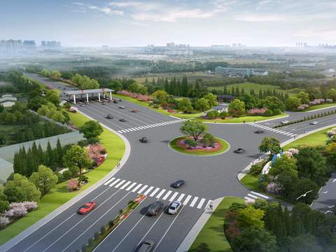  现代道路桥梁鸟瞰psd 