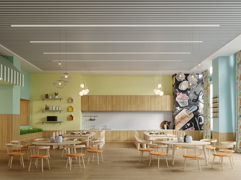  北欧儿童烘焙教室培训室3d模型 