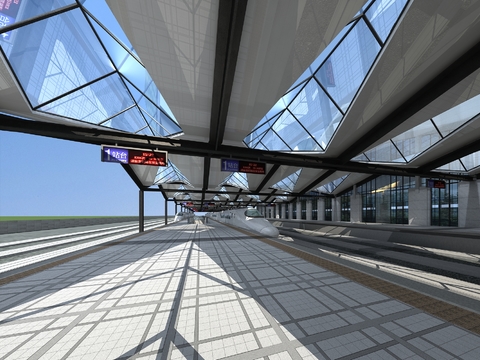  车站 高铁站 站台3d模型 