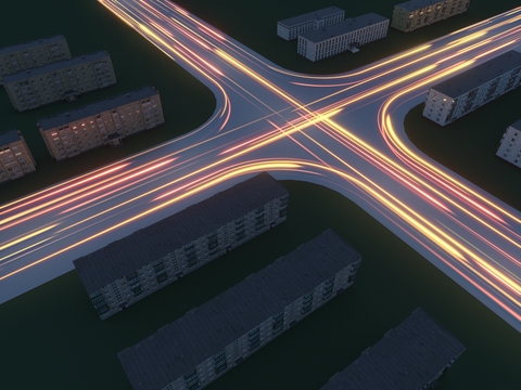  车流线动画3d模型 