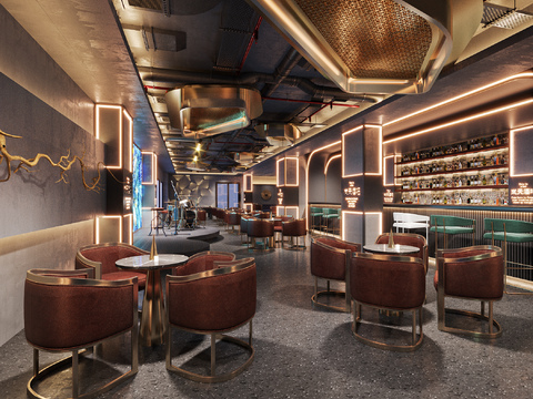  现代酒吧3d模型 