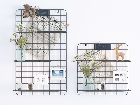  北欧铁艺墙饰绿植照片墙装饰壁架3d模型 