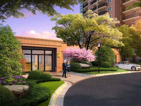  现代小区公园园林景观psd 