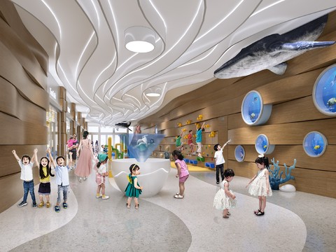  现代儿童游乐园3d模型 